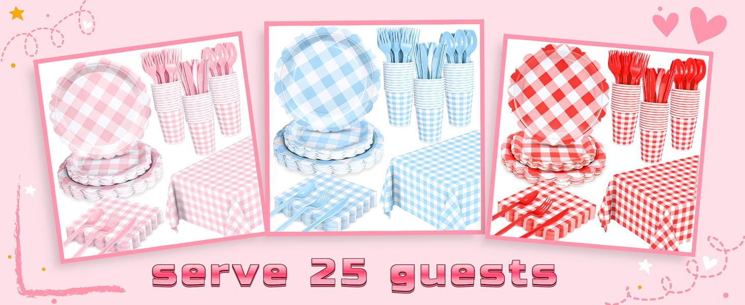 Pink Plaid Party Supplies