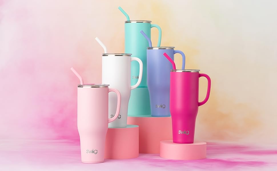 swig life 40oz mega mug with handle lid and straw stanley yeti brumate corkcicle simple modern