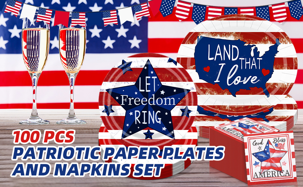 Memorial Day Paper Plates and Napkins Set