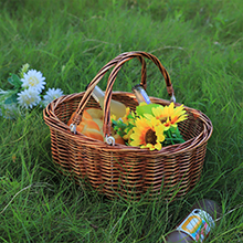 Double Live Handle Brown Carrying Basket