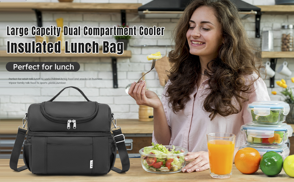 Large Dual Compartment Lunch Bag