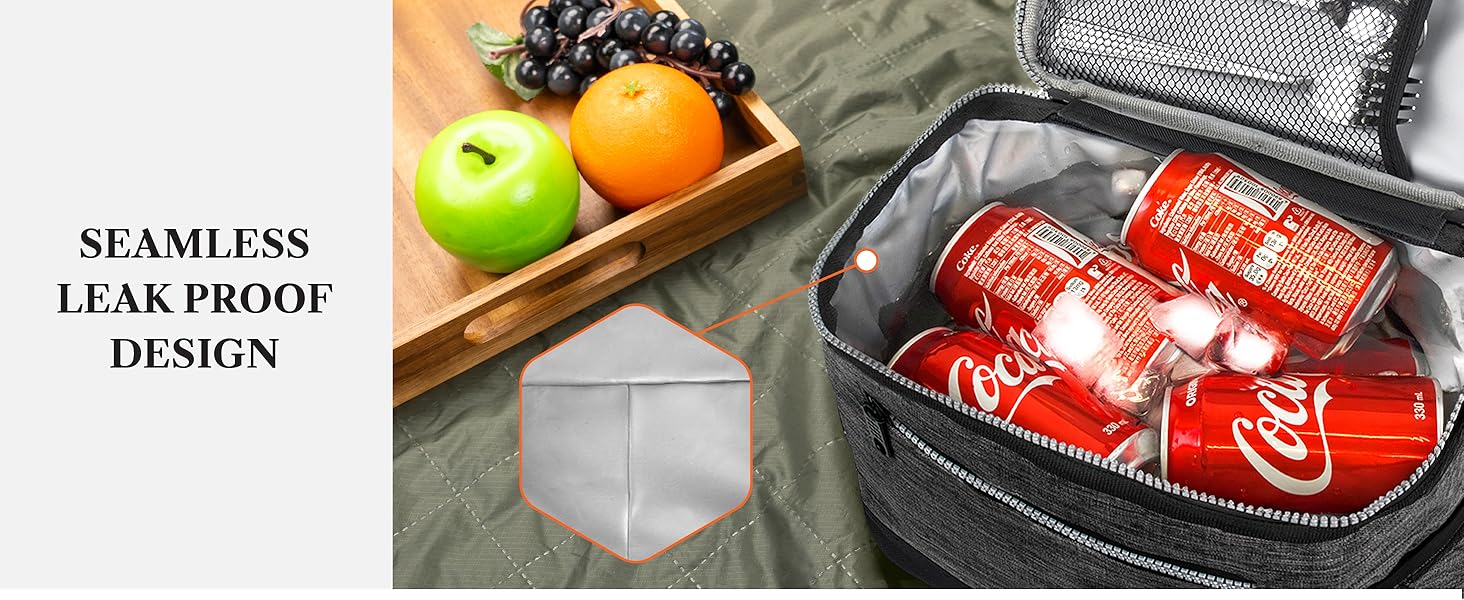 Leakproof Soft Cooler Tote Adult, Lunch Pail, Picnic Beach Collapsible Food Bag