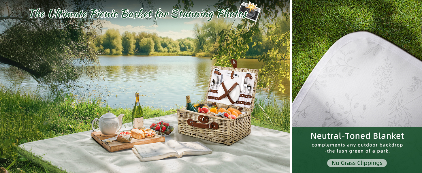 Neutral-Toned Blanket-complements any outdoor backdrop-the lush green of a park