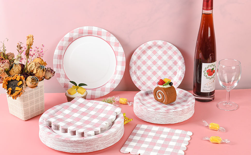 Pink Gingham Plate