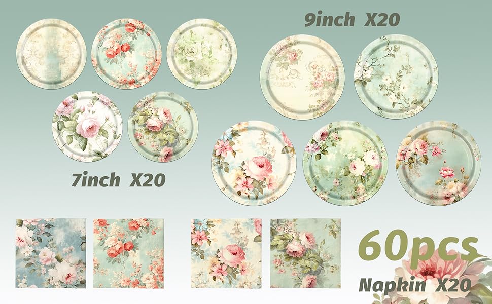 Vintage Floral Paper Plates
