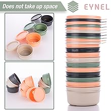 Eynel food containers are stackable. 