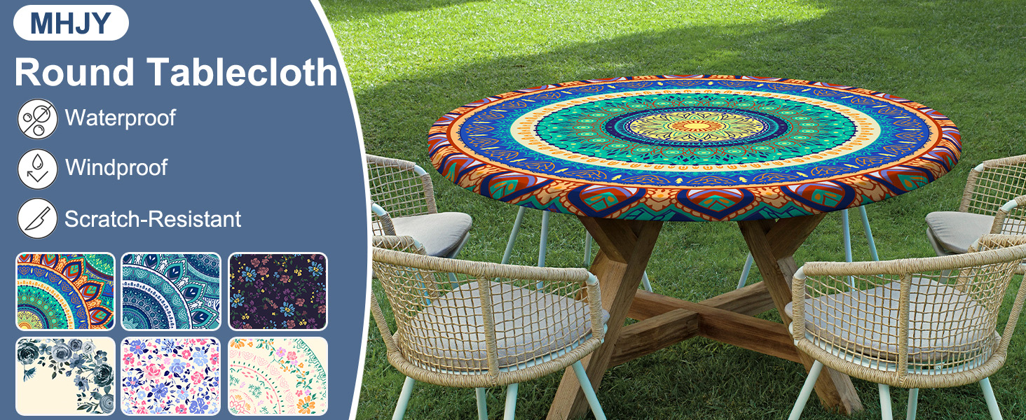 Round Fitted Tablecloth with Elastic