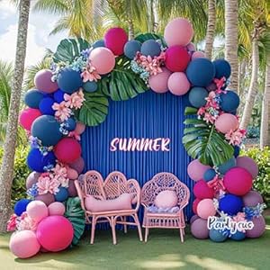 hot pink blue balloon arch 