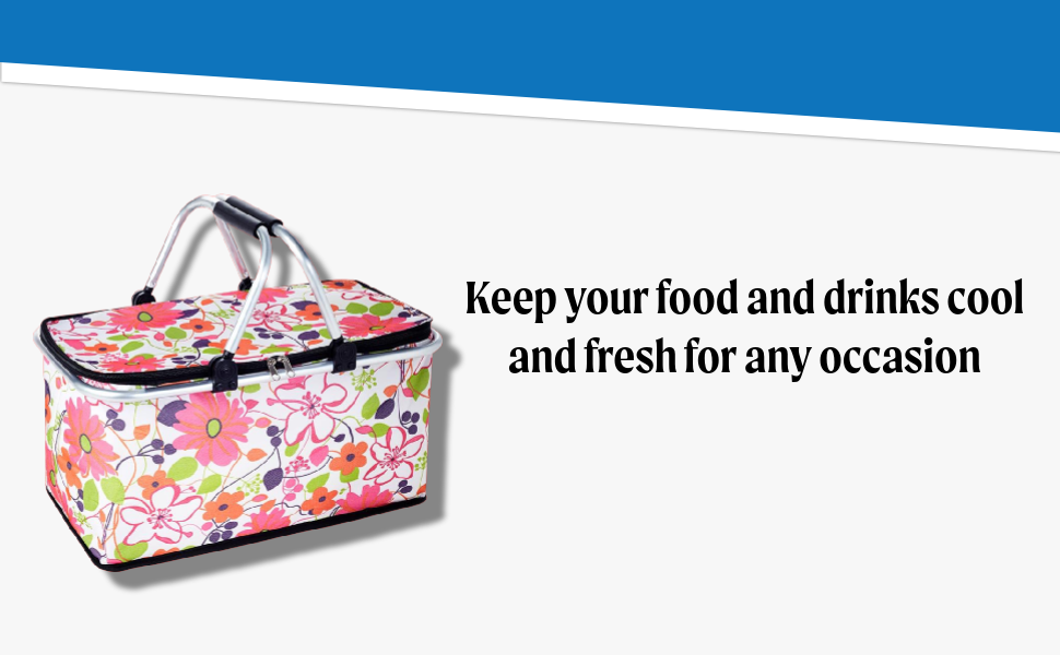 The Lakeside Collection Insulated Picnic Baskets - Floral - Image 2