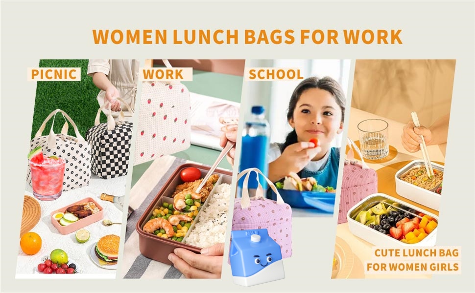 corduroy strawberry lunch bag 