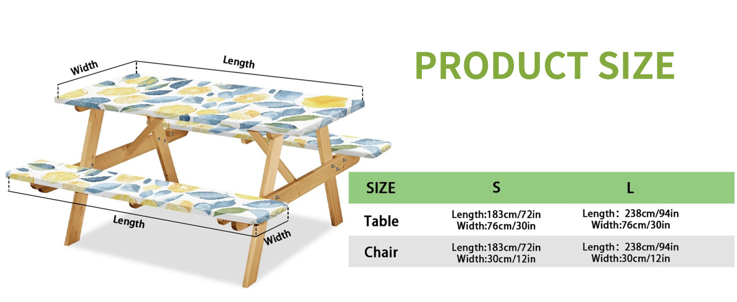 Picnic Table Cover With Bench Covers Waterproof Windproof With Elastic Edge And Drawstring Bag