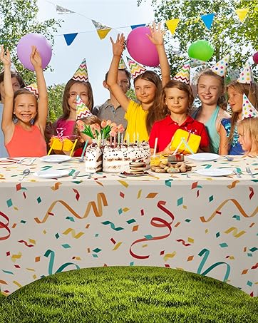 Birthday Tablecloth Spandex Rectangular Picnic Table Cover Wrinkle Resistant Patio Table Cover