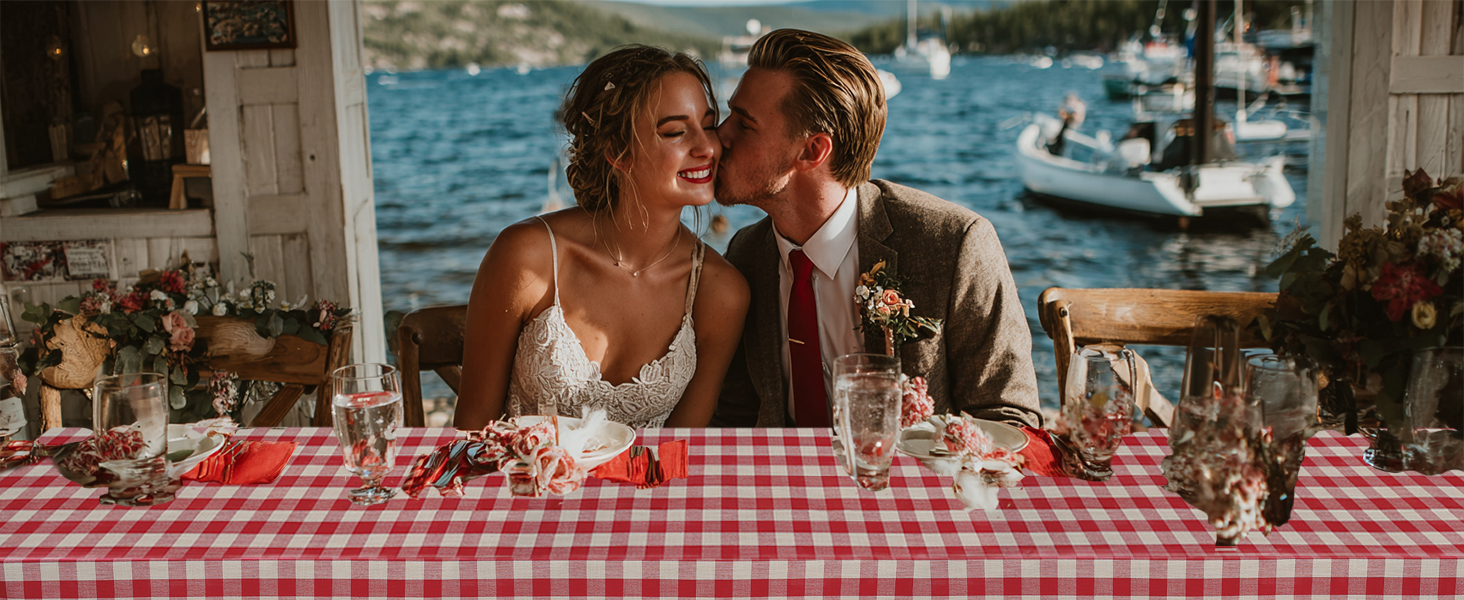 red gingham tablecloth