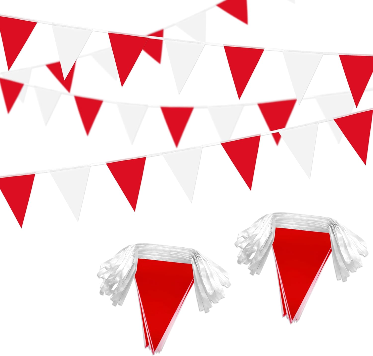 100 Feet Red White Pennant Banner Flags String Party Decorations Triangle Bunting Flag Garland for Grand Opening Wedding Kids Birthday Baby Shower Outdoor Decor ﻿