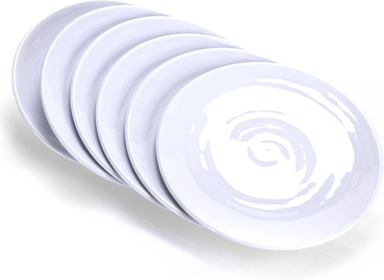 11-Inch Melamine Plates (Set of 6) - Unbreakable and Reusable Plastic Dinnerware with Ceramic Feel, Stackable and Dishwasher-Safe - Versatile for All Meals (White)