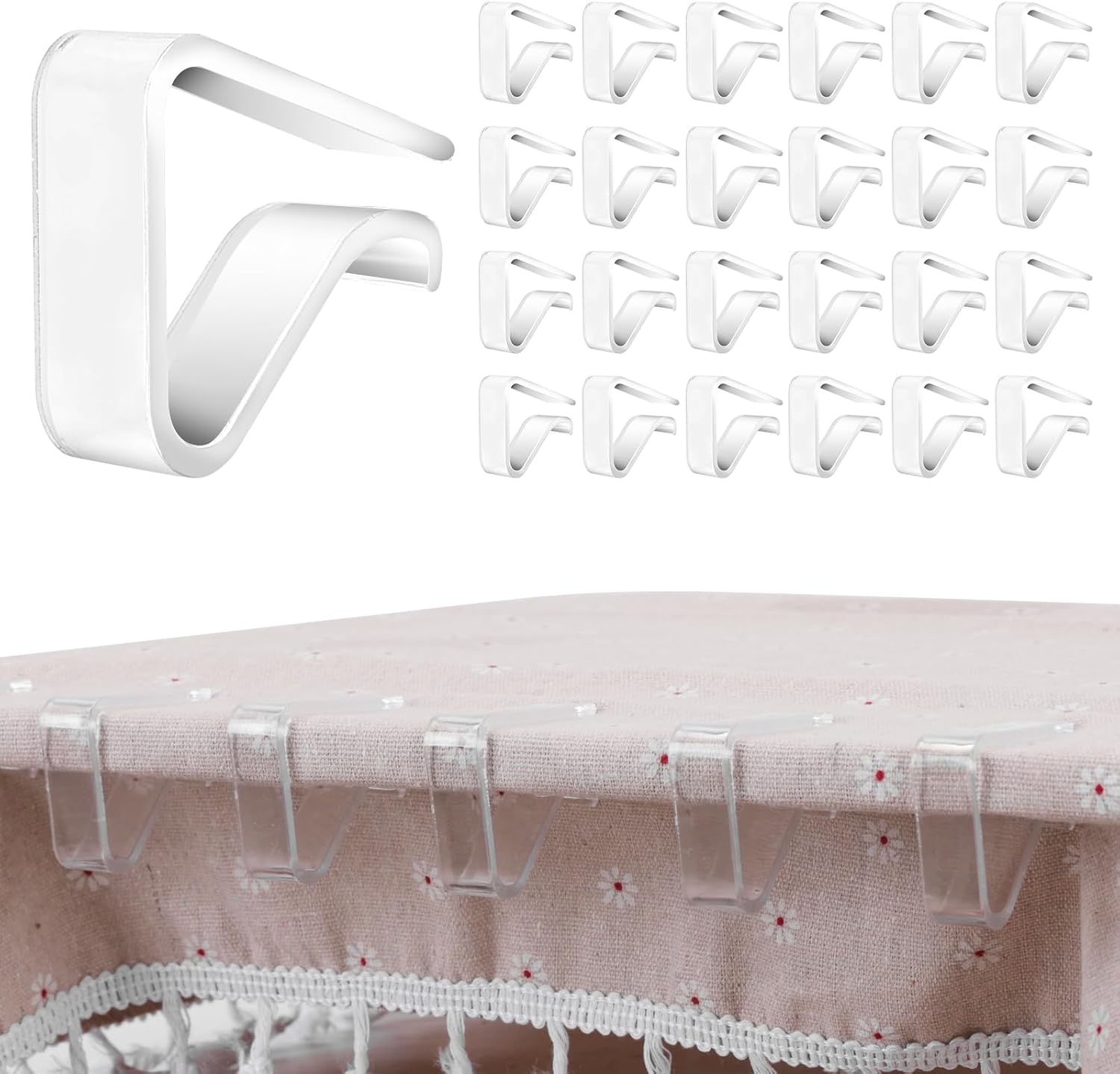 24 Pieces Clear Tablecloth Clips, Durable Plastic Table Cover Holders, Windproof Transparent Clamps for Securing Tablecloths Indoor Outdoor Party, Wedding, Christmas Event, Picnic, Camping (24, Small)