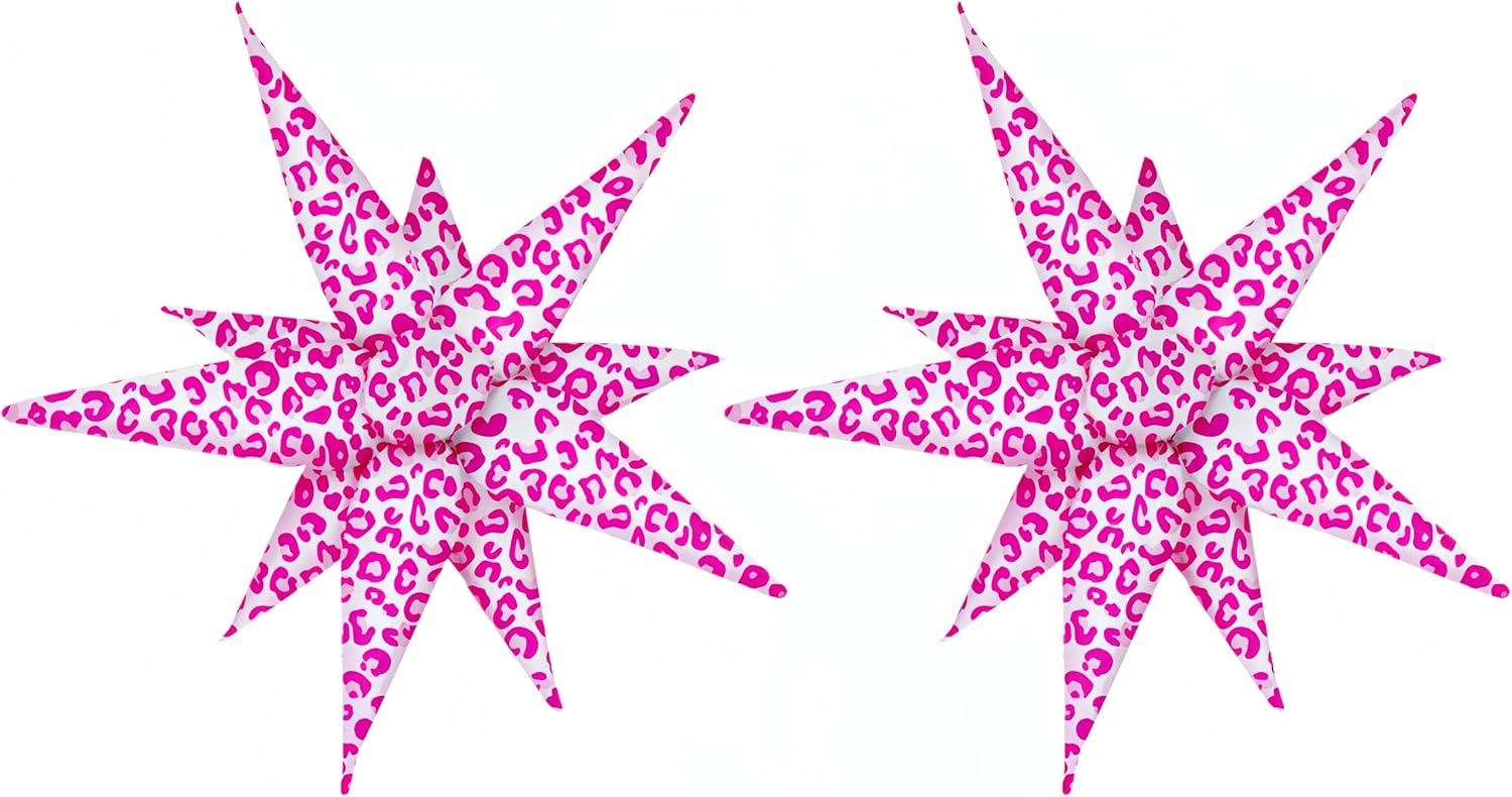 2Pcs 32 Inch Pink leopard explosion star balloon/Y2K Party Decor for Girls Birthday, Spa Day, Baddie Theme, Pop Art or Pink Glam Party/Photo Backdrop for Teen Girls Trendy Birthday balloons