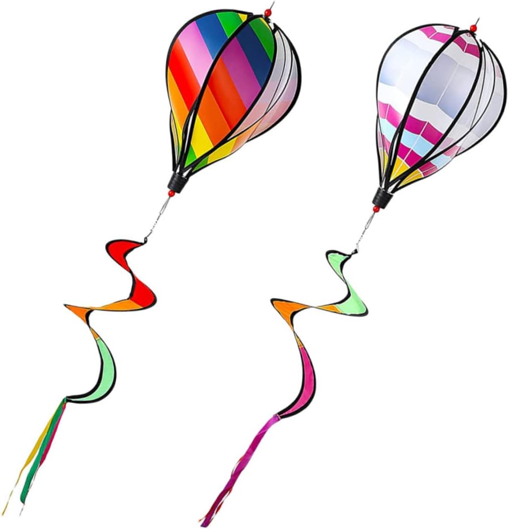 2Pcs Hot Air Balloon Wind Spinners Vibrant Garden Hanging Decor for Outdoor Parties and Picnics Easy to Install Windmill Ornaments