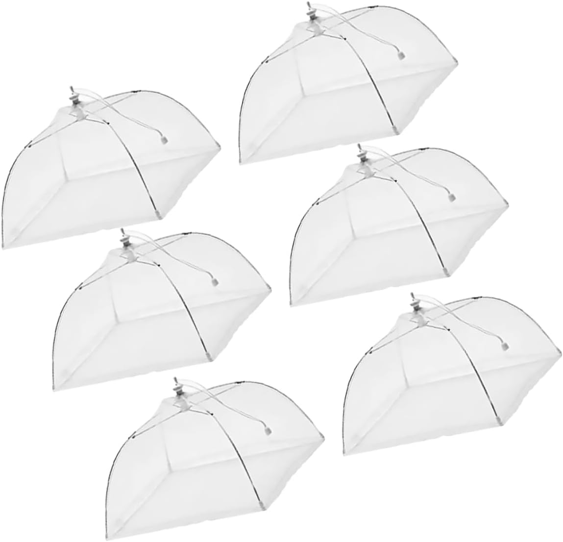 6Pcs Folding Tent Umbrella Food Covers Square Food Protectors with Lace Edge and Stylish for Outdoor Picnics and Kitchen Use