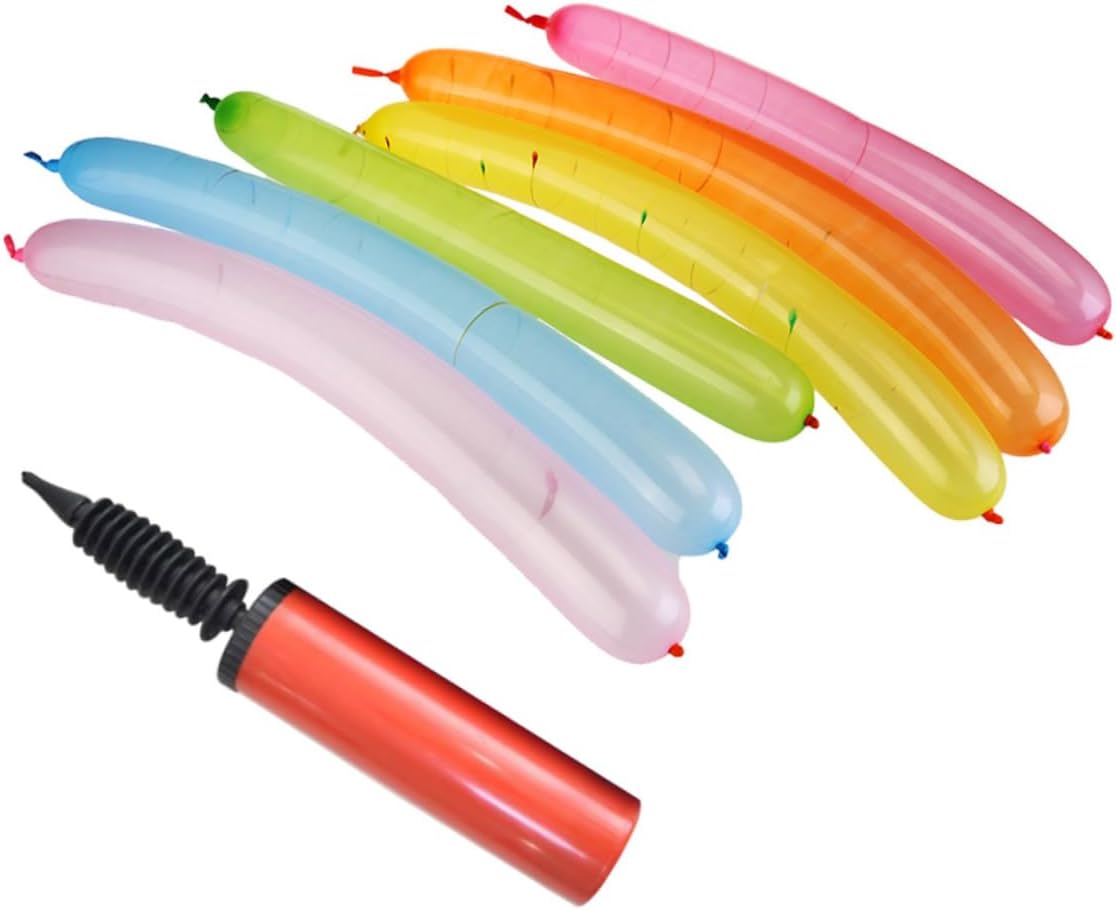 BESPORTBLE 100Pcs Long Balloons with Pump and Styles Premium Party Favor Supplies for Themed Events Picnics and School Activities Random Color
