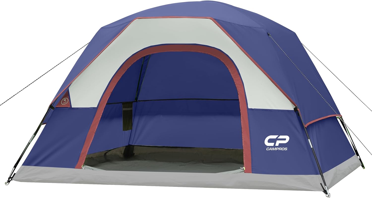 CAMPROS CP Tents for Camping 4-6 Person Tent Waterproof Windproof Double Layer Family Camping Tent, Easy Setup Dome Tent with Large Mesh Windows & Wider Door for Outdoor Camping & Hiking