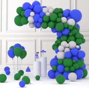 Dark Green and Blue Balloon Garland Arch Kit, 122PCS Dark Green Gray and Royal Blue Balloons for Jungle Theme Birthday Baby Shower Wedding Graduation Anniversary Engagement Party Decoration