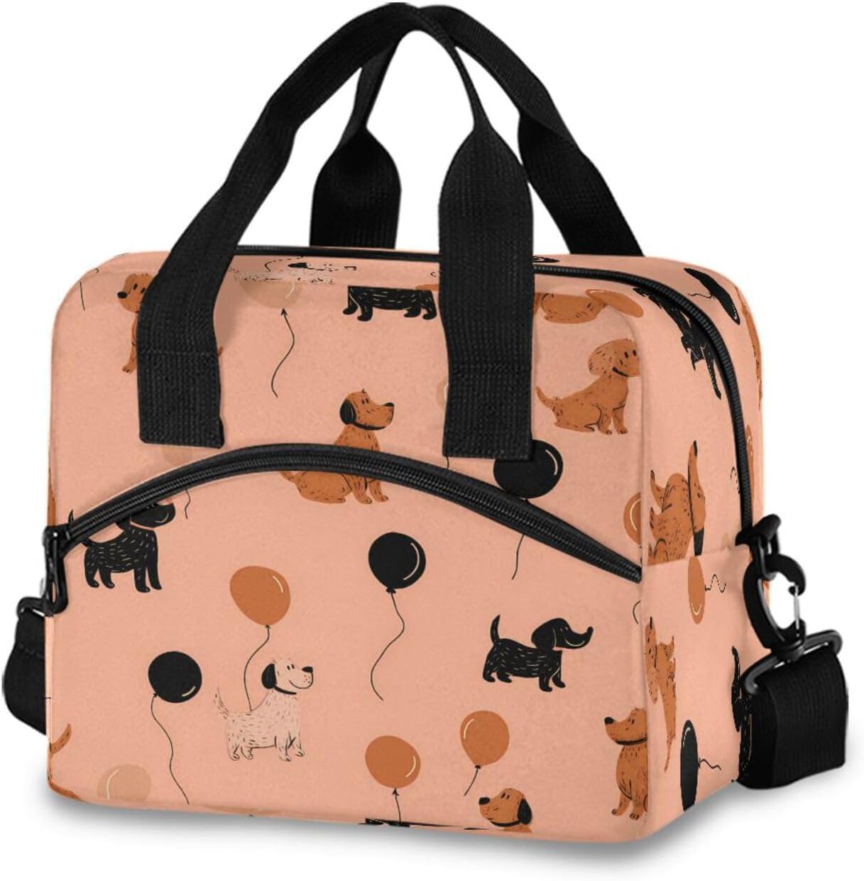 Dog Balloon Pattern Lunch Box for Men Women Adults Insulated Lunch Bag Cooler Bag with Adjustable Shoulder Strap for Work Picnic Travel