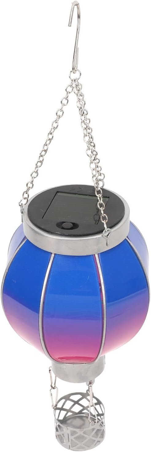 Fafeicy Hot Air Ballon Solar Lantern Portable Easily Light for Picnic Home Decoration Iron (L)