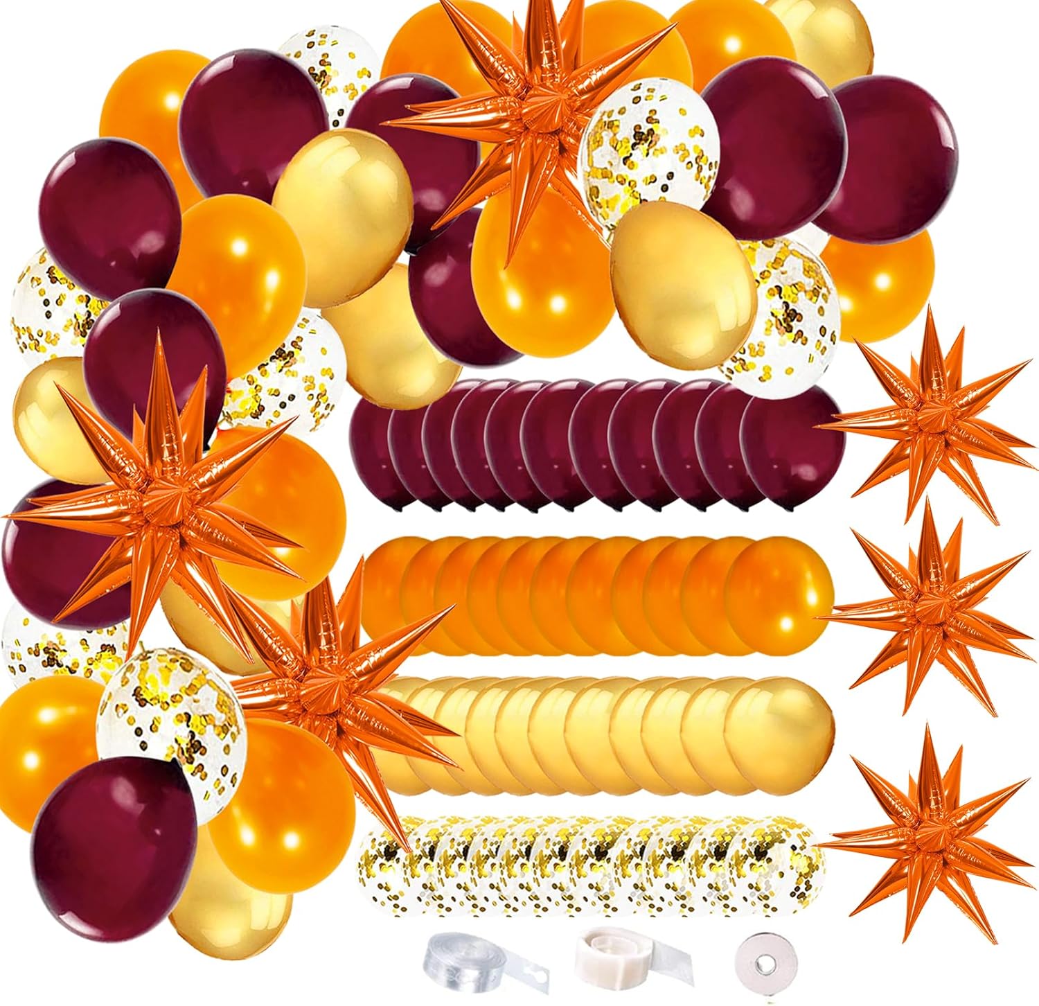 Fall Balloons/Burgundy Gold Orange Fall Bridal Shower Decorations/Thanksgiving Graduation Decorations Maroon Orange/Fall Birthday Party Burgundy/Wedding 40pcs