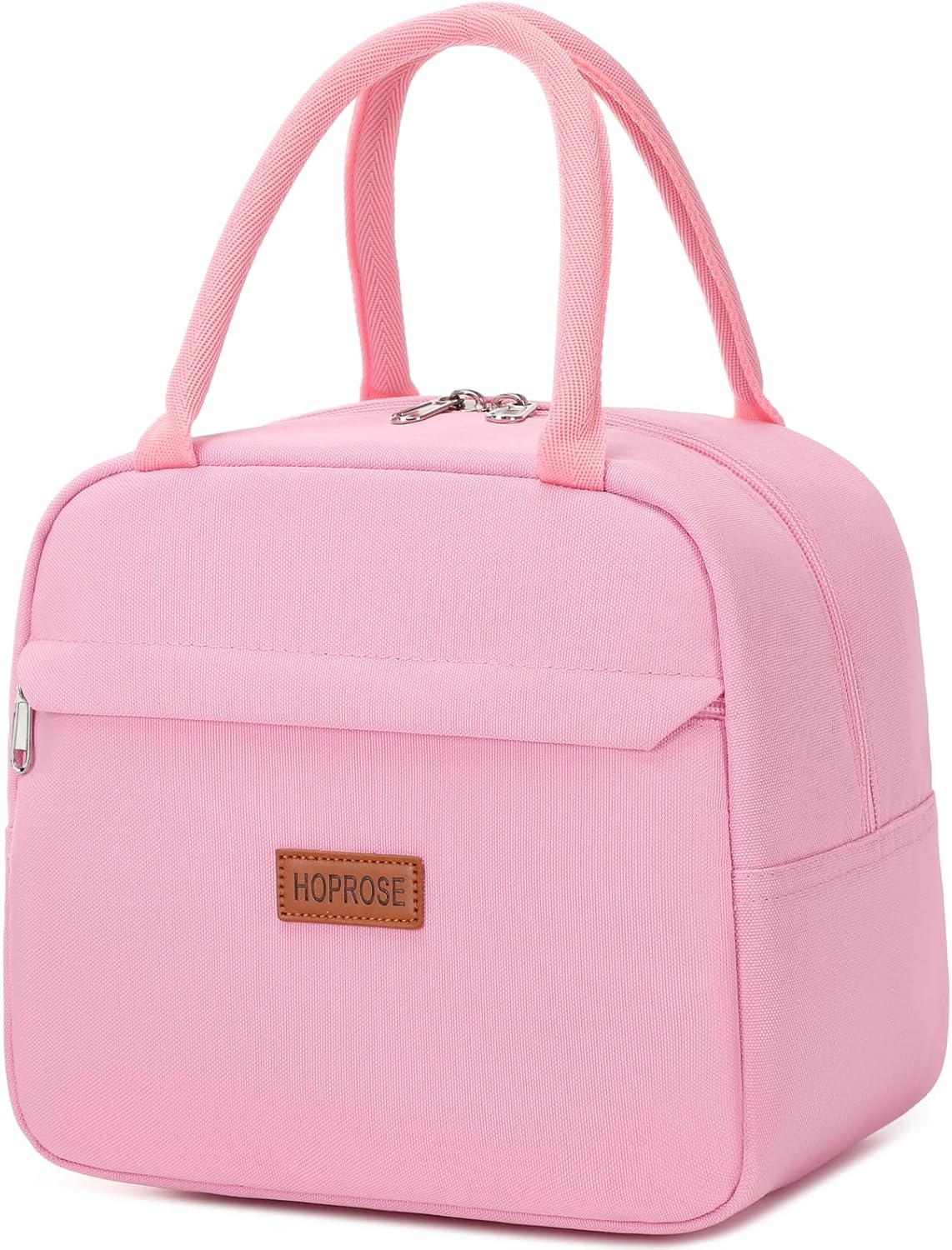 Insulated Lunch Bag for Women Men Adults Lunch Tote with Front Pocket Lunch Box Container Cooler Bag for Work Picnic (Pink)