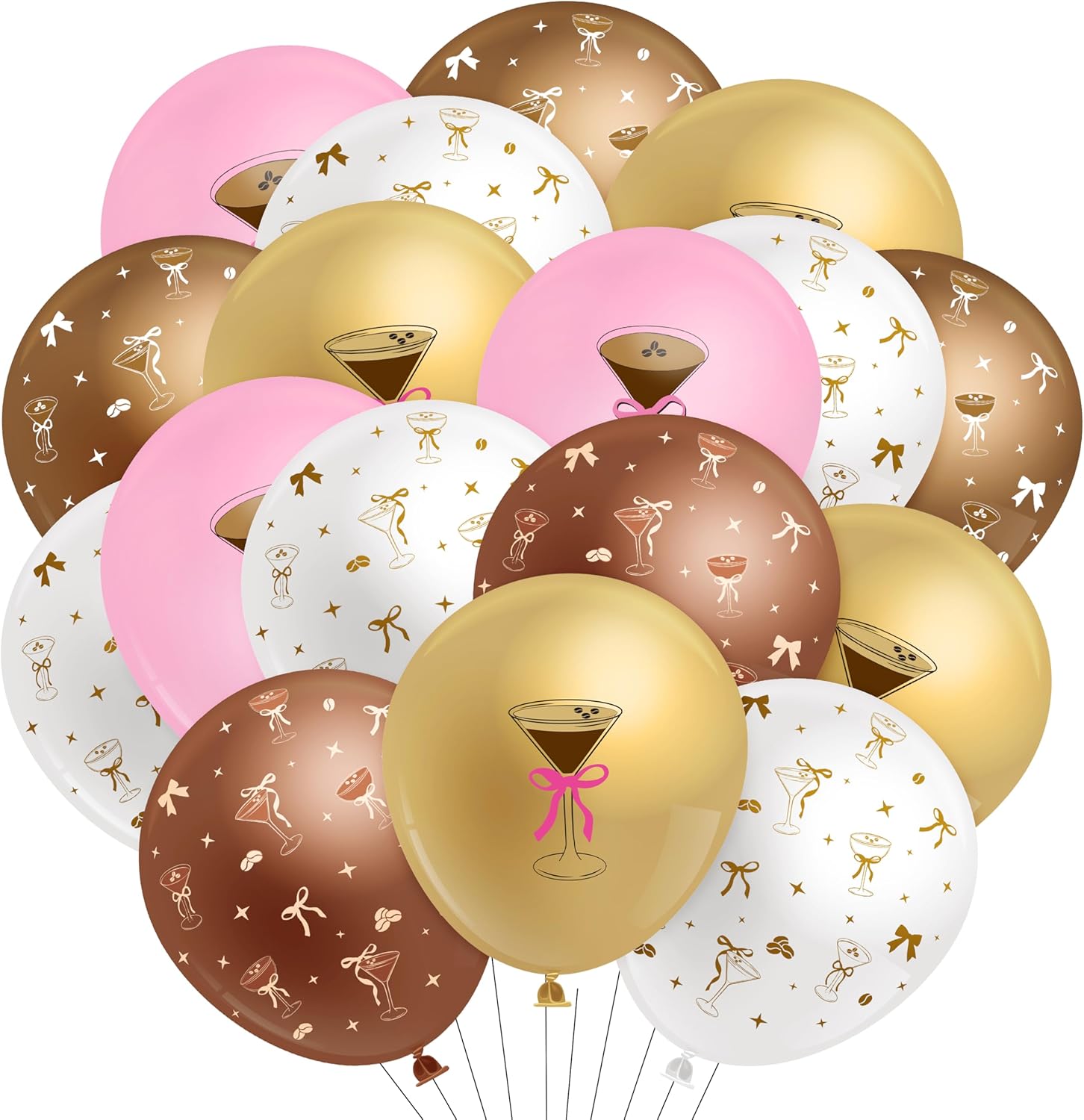 K1tpde Martini Bow Coquette Balloons - 50PCS Marti Bow - A Tini Bit Older Latex Balloons Set for Women, Martini Cocktail Coffee Birthday Picnic Party Decoration, Bridal Wedding Party Decor, Pink&Brown