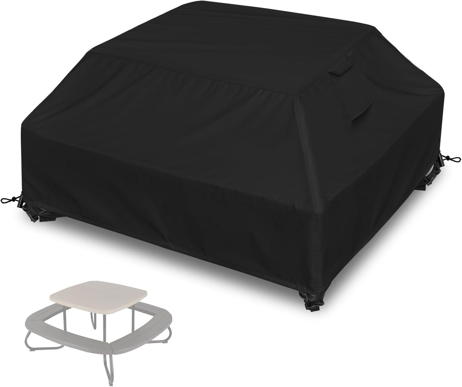 Kids Picnic Table Cover for 8 Person Toddler Outdoor Table and Chair Set, Toddler Picnic Table Cover Waterproof/Dustproof/UV Resistant/All Season Protection Covers (Black)