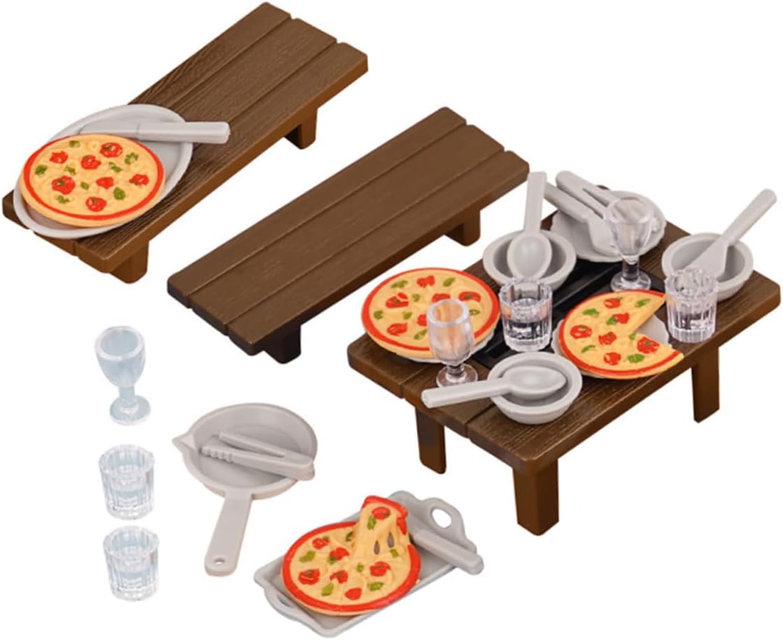 Kisangel 1Set Miniature Dollhouse BBQ with Kitchen Table and Chairs Realistic Dining Accessories for Pretend Play Picnic Parties and Role Playing Fun