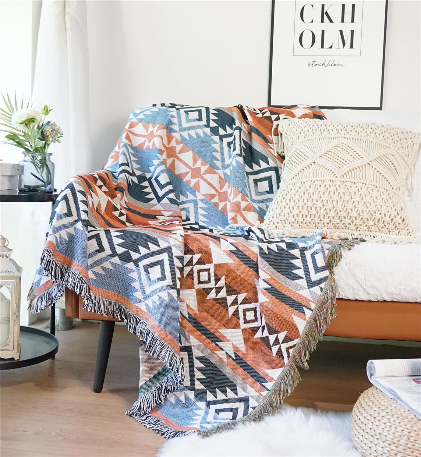 Lqprom Boho Southwest Throw Blankets Aztec Southwest Throws Cover Outdoor Camping Picnic Tent Beach Travel 63"x87"