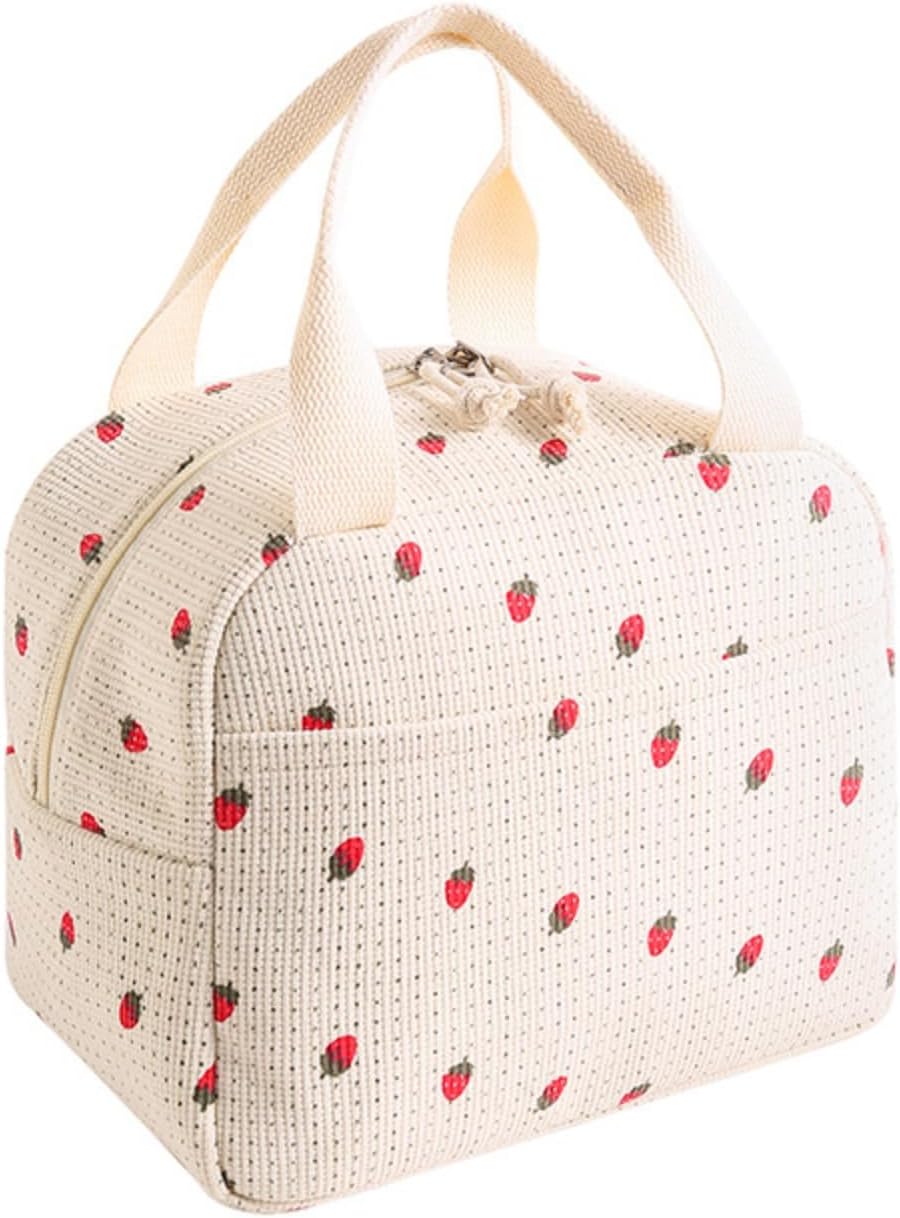 Lunch Bag for Women, Corduroy Lunch Box Insulated Leakproof Cooler Bag, Reusable (Sterberry)
