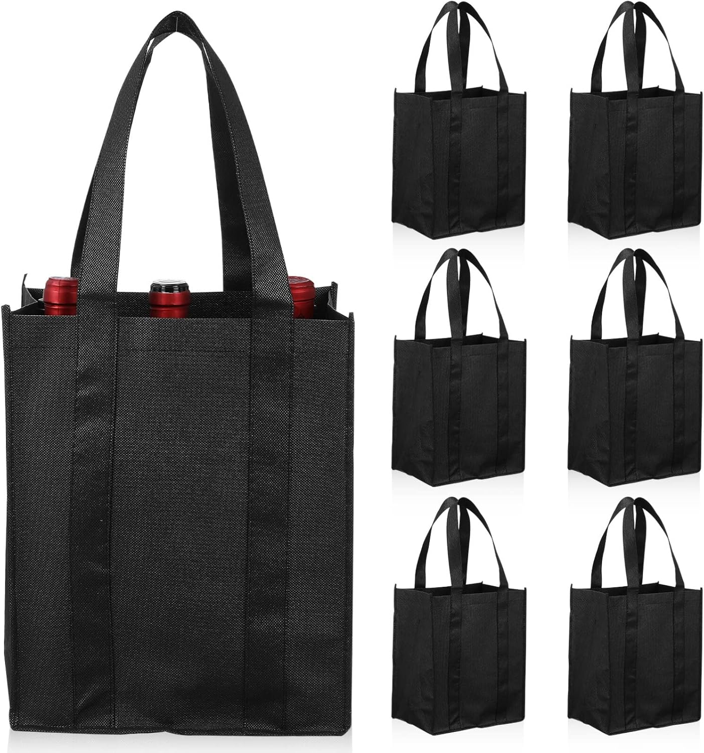 PATKAW 6pcs Wine Bottle Carrier 6 Compartments Wine Tote Bags Wine Gifts Bag with Divider Champagne Storage Bag Reusable Grocery Bag for Travel Camping Picnic