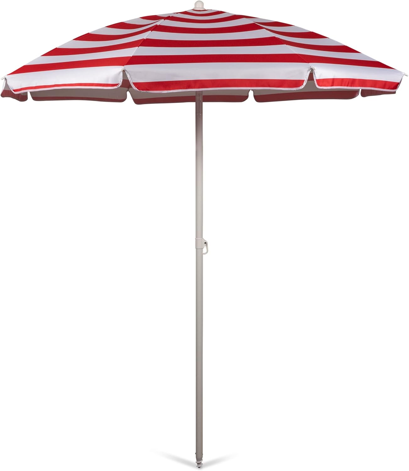 PICNIC TIME 5.5 Ft Outdoor Canopy Sunshade Beach Umbrella, Beach Chair and Small Patio Umbrella, (Red & White Cabana Stripe)