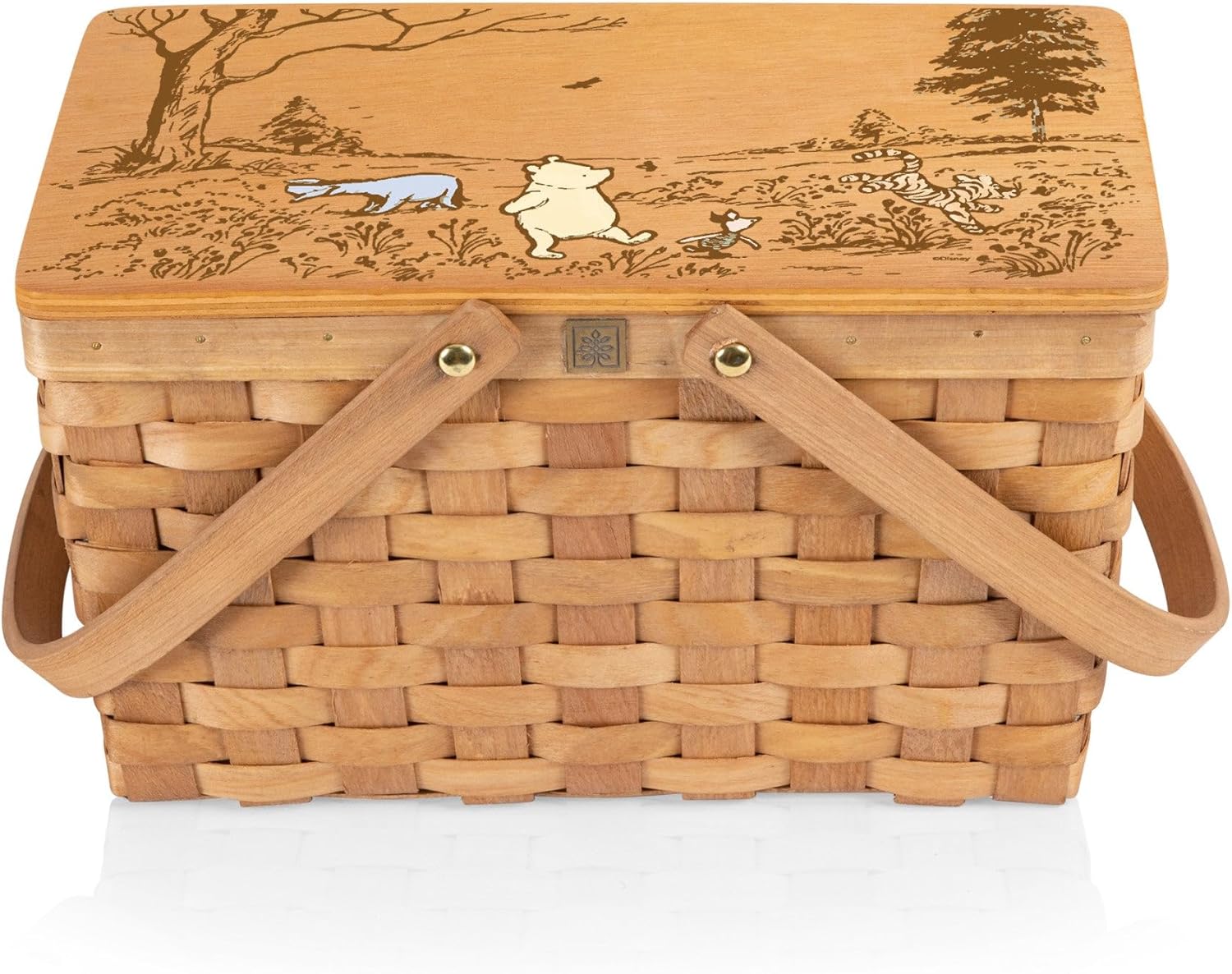 PICNIC TIME Disney Winnie The Pooh Poppy Personal Picnic Basket, Insulated Lunch Bag, Retro Lunch Box, (Beige)