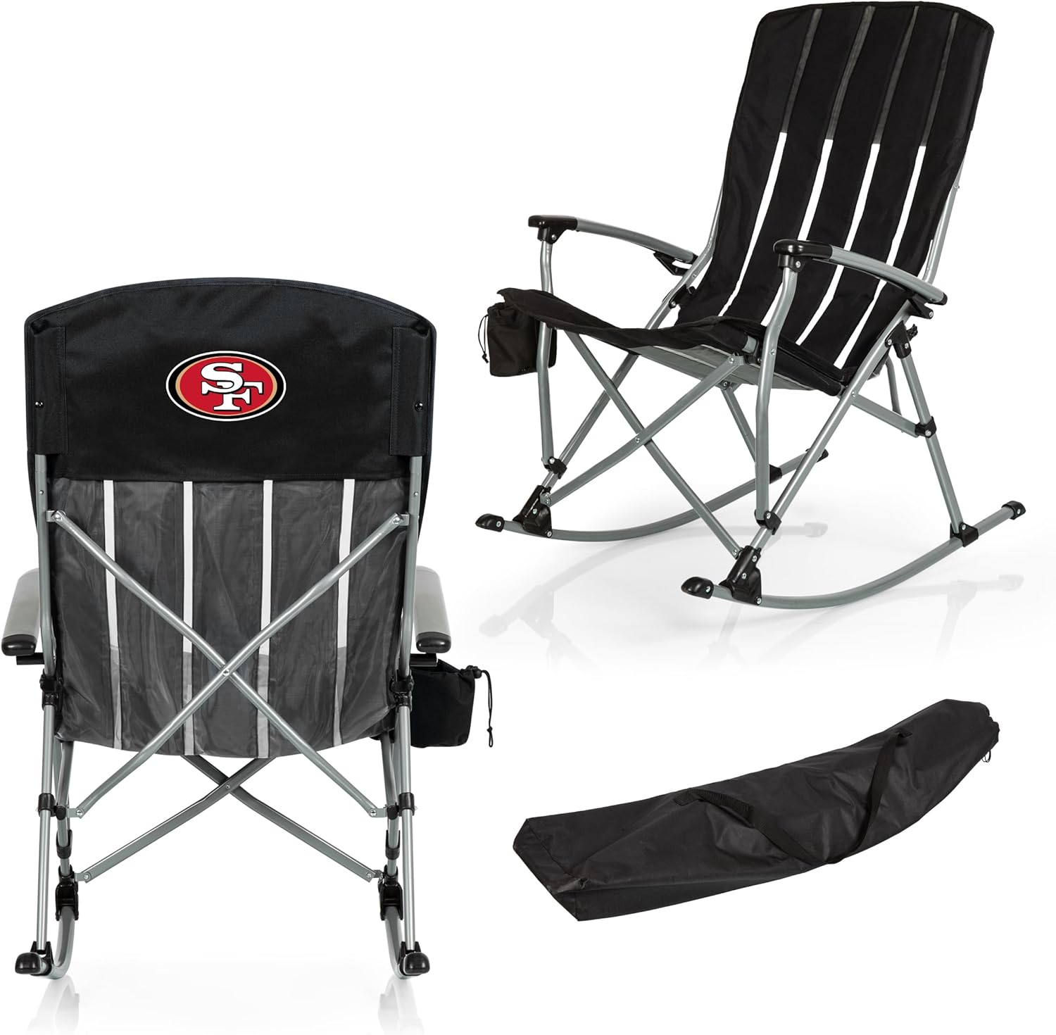 PICNIC TIME NFL Unisex-Adult NFL Outdoor Rocking Camp Chair, XL Heavy Duty Camping Chair for Adults