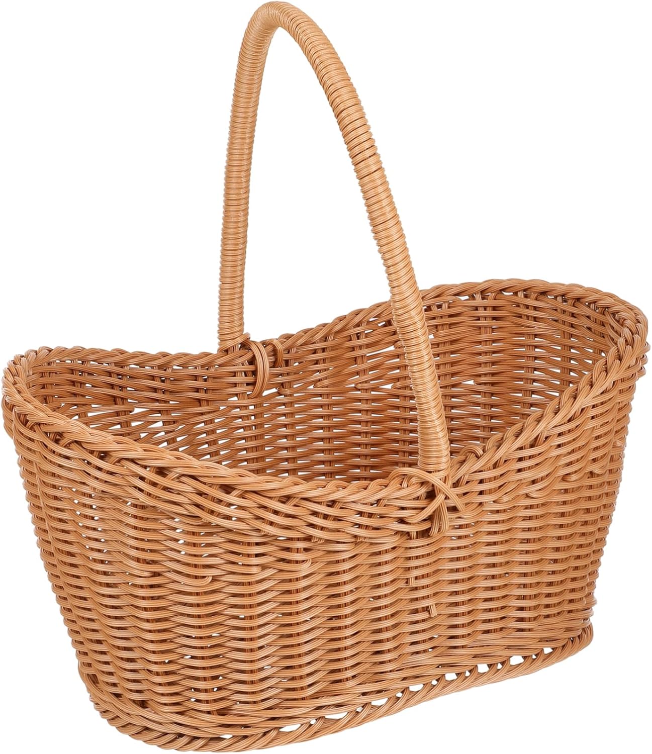 PRETYZOOM Woven Basket with Handle Versatile Storage Flower Basket for Picnics Parties Home Decor for Snacks Fruits