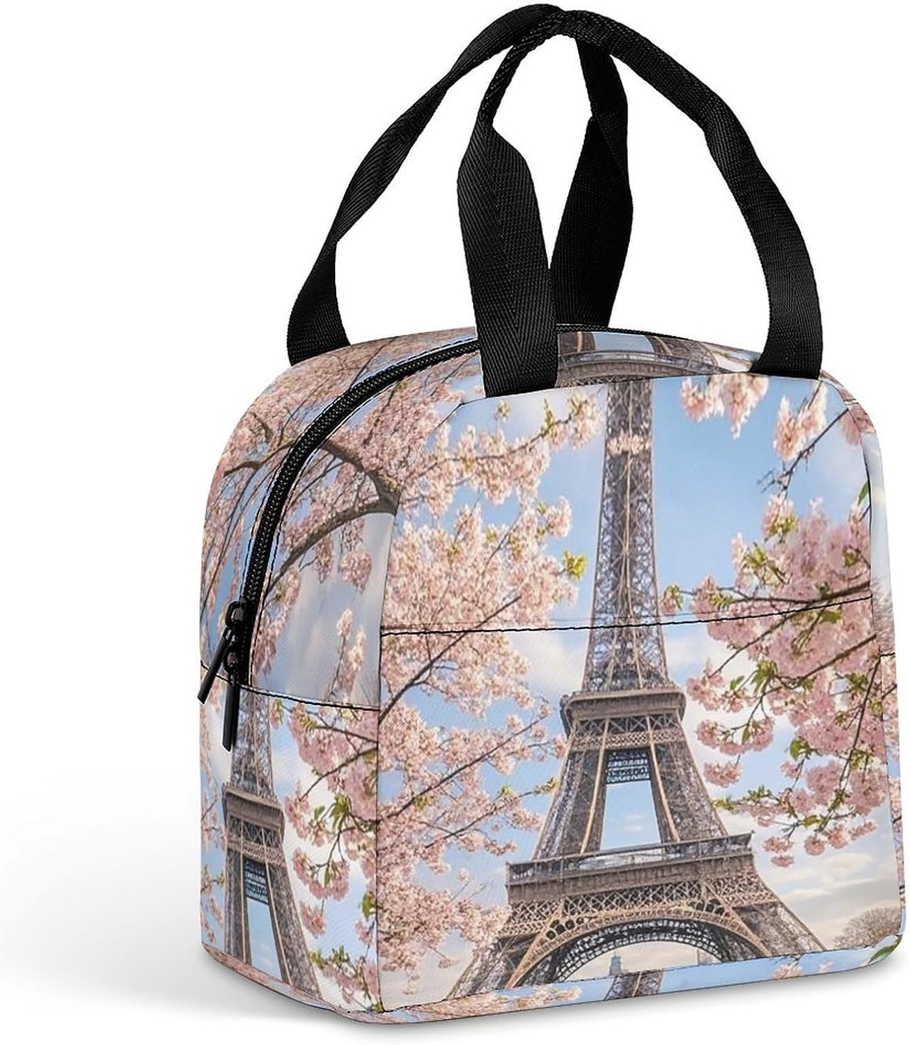 Pink Cherry Blossoms Lunch Bag for Men Women Insulated Lunch Box Reusable Cooler Tote, Portable Lunchbag for Work, Picnic, Travel, Easy Carry