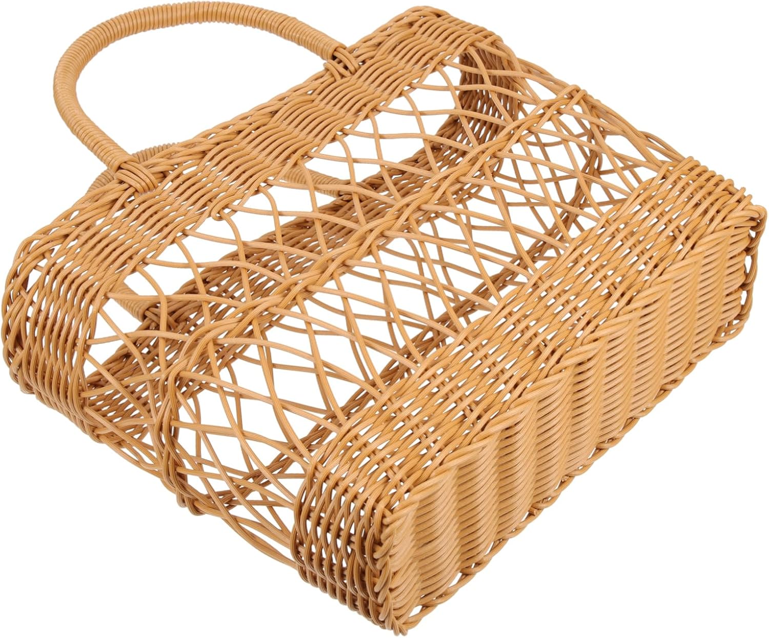 Portable Multi-function Food Storage Basket for Home and Outdoor Use Plastic Rattan Picnic and Grocery Organizer
