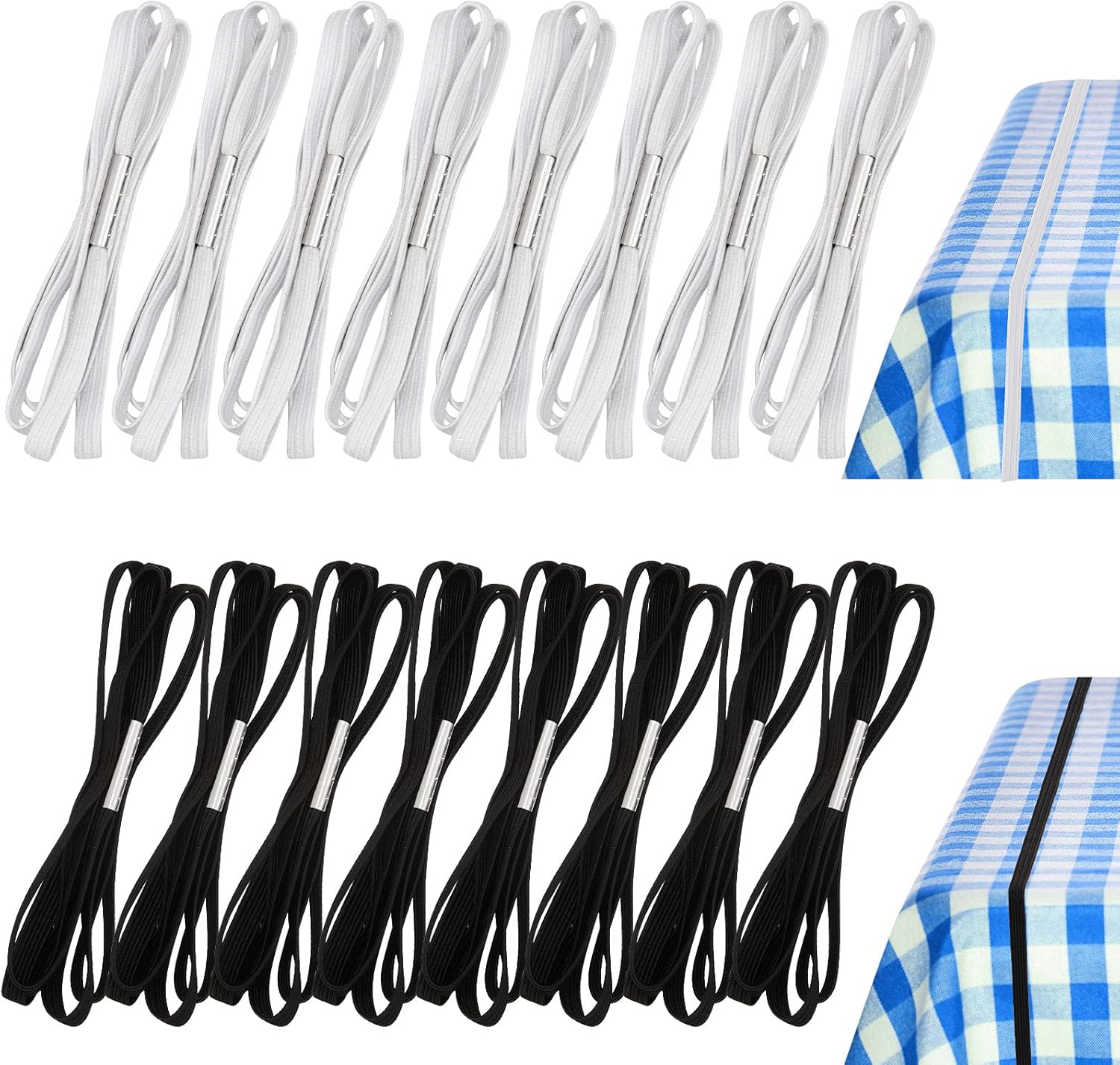 Riakrum Table Bungees Tablecloth Strap Band Tablecloth Bungee Cord to Hold Down Table Cloth for Outdoor Tables Kitchen Tables Picnic Camping Wedding Party (16 Pcs,Normal Size)