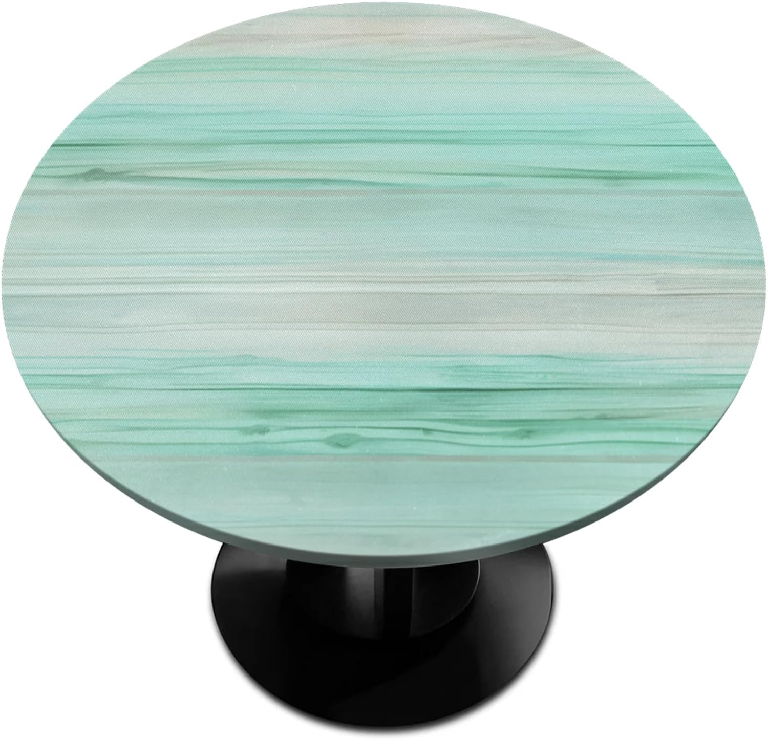 Round Table Cloth Cover for Home Elastic Edge Waterproof Fitted Table Covers, 36"-42" Round Tablecloth for Picnic, Camping, Indoor and Outdoor, Gradient Green Stripes Texture