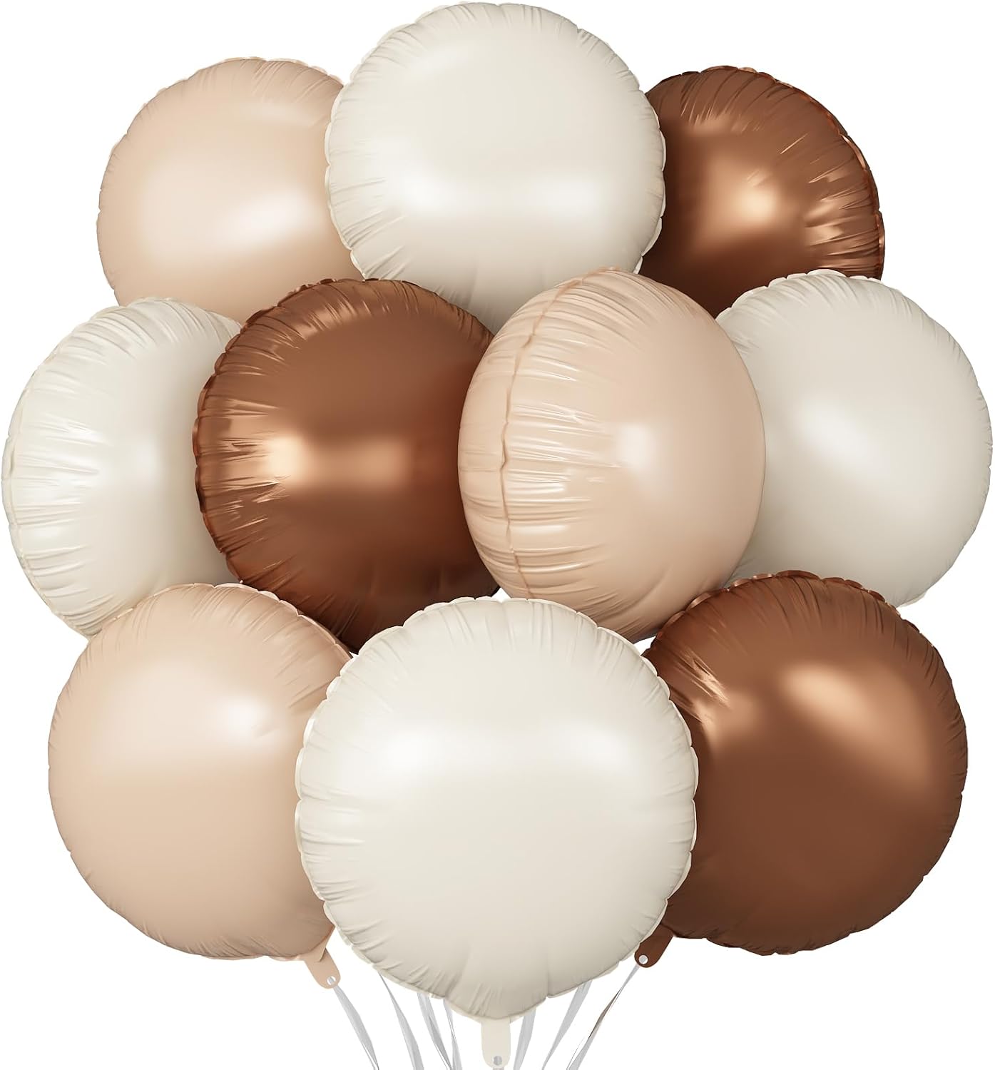 Sand White Brown Round Foil Balloons,20Pcs Boho Cream Nude Neutral Round Shaped Balloons for Birthday Party Baby Shower Wedding Decorations