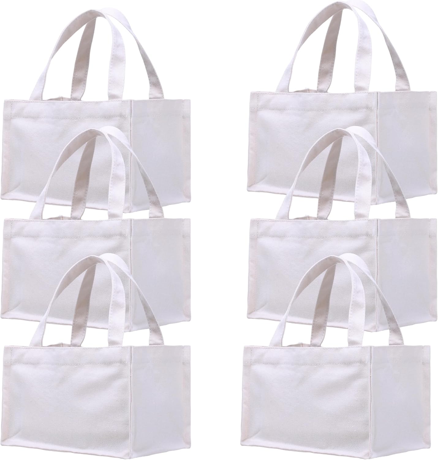 Small Canvas Tote Bags Personalized Mini Gift Bag DIY Crafts Blank Reuseable Tote Bags Bulk-10" x 7" x 6"