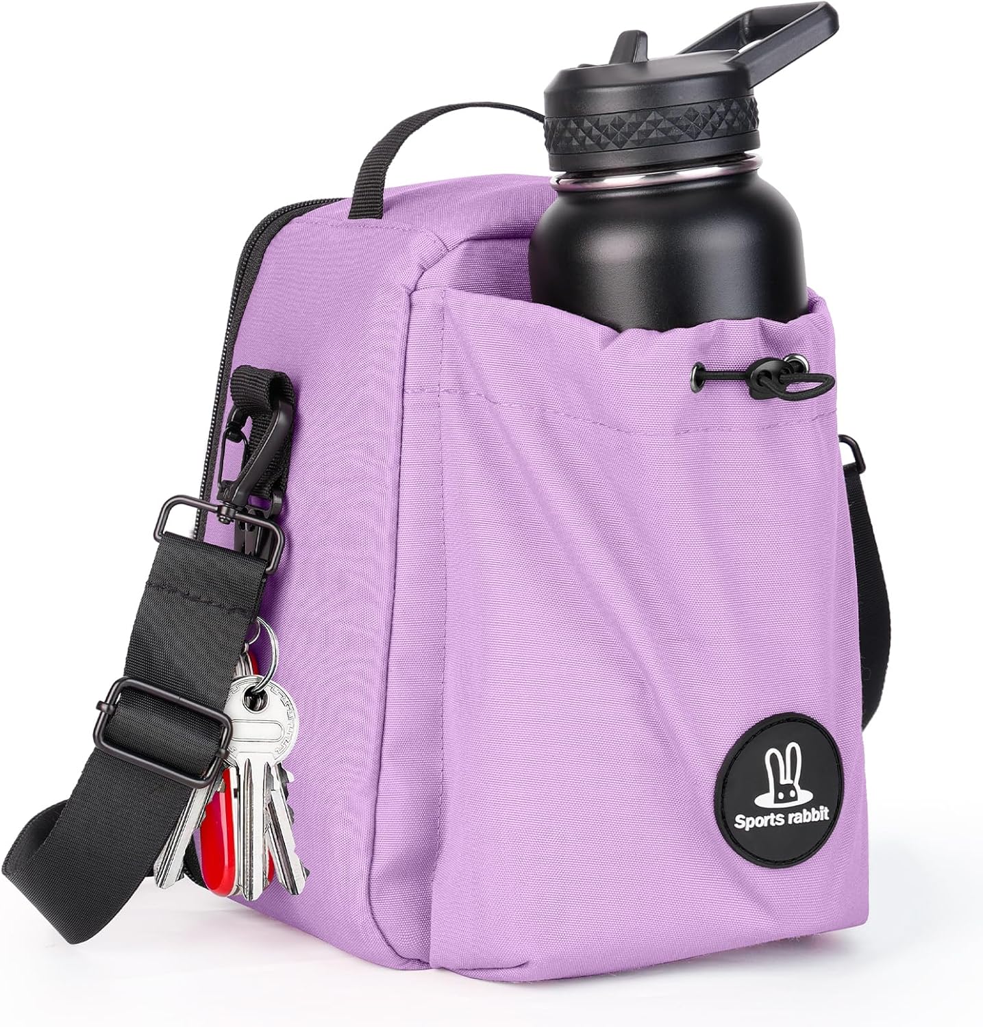 Sports Rabbit Insulated Lunch Bag for Women – Front Pocket Compatible with 40/30OZ Owala Bottles – Leakproof Cooler Tote, Water-Resistant Wax-Coated Oxford – Perfect for Work, Travel, Picnics (Purple)