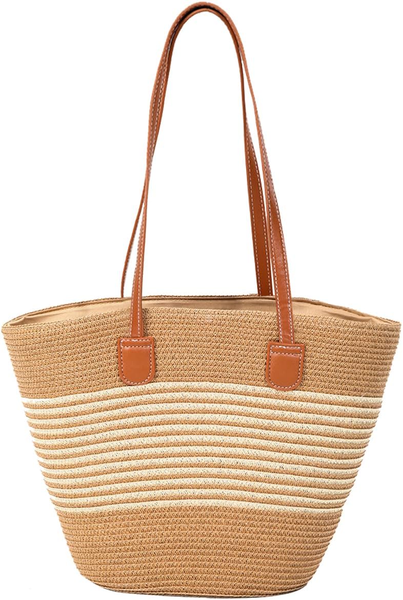 Straw Bags for Women Beach Bag Woven Tote Bag Large Shoulder Handbags Summer Raffia Bags Travel Totes Straw Purse