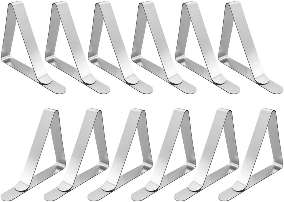 Tablecloth Clips Large Picnic Table Clips for 1.7-2.5" Thickness Picnic Table Cloth Holders Stainless Steel Table Cover Clips Clamps - 12 Pack
