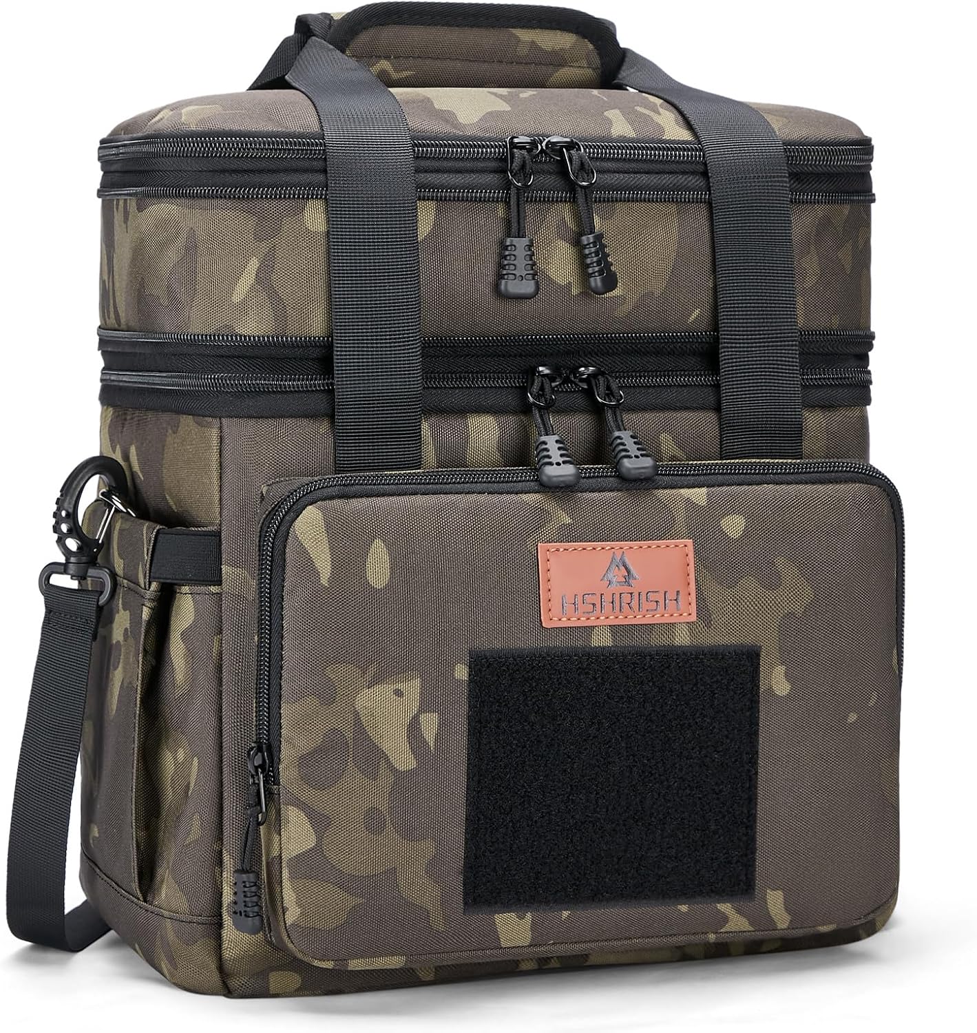 Tactical Lunch Box, Large Expandable Insulated Lunch Bag, Durable Waterproof Leakproof Cooler Bag for Adults/Men/Women/Work Outdoor Picnic Trips, 20 Cans/15 L, Black-Camo, HSHRISH